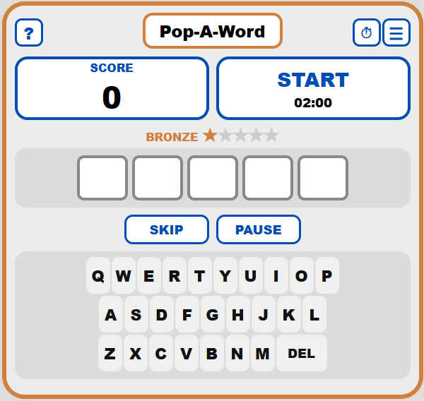 Pop-A-Word game screenshot